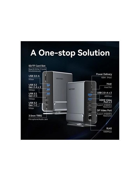 DOCK STATION VENTION 15 EN 1 USB-C A DP/HDMI/USB-C