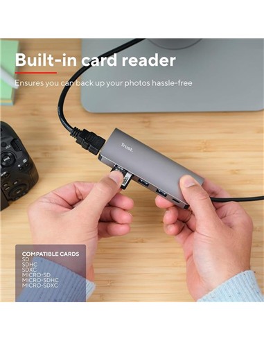 HUB TRUST DALYX USB-C 7 EN 1 HDMI USB-C USB MICRO