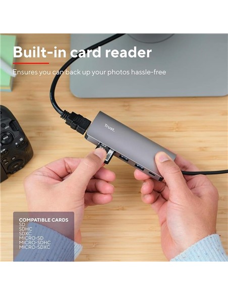HUB TRUST DALYX USB-C 7 EN 1 HDMI USB-C USB MICRO