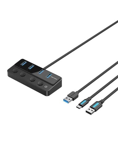 HUB USB VENTION 4 PUERTOS USB 3.0 BLACK + CABLE US