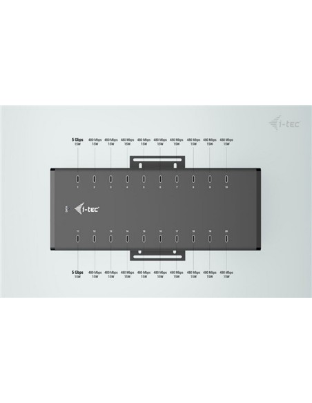 HUB USB-C/USB-A I-TEC 20 PUERTOS USB-C 15W BLACK