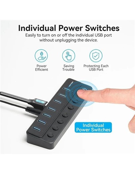 HUB VENTION USB 3.0 7 PUERTOS USB 3.0 INTERRUPTOR
