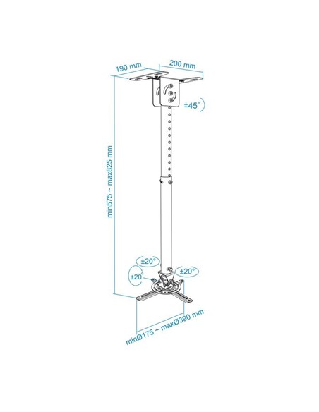 SOPORTE PROYECTOR TOOQ TECHO GIRATORIO E INCLINABL