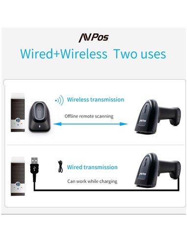 LECTOR AVPOS CODIGOS 1D + 2D +QR BT230 WIRELESS 2.