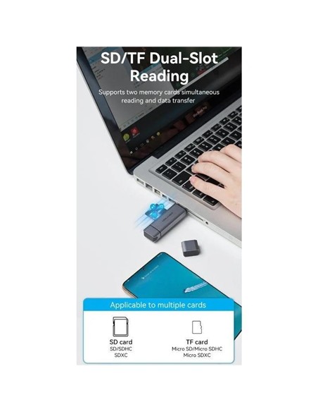 LECTOR DE TARJETAS EXTERNO VENTION USB-A 3.0/USB-C