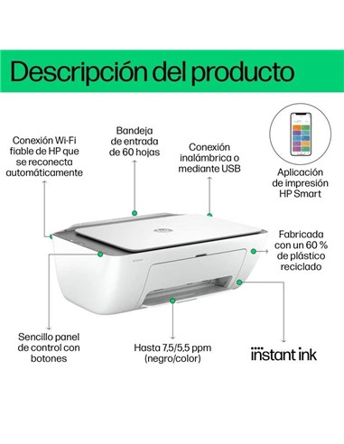 IMPRESORA HP DESKJET MULTIFUNCION 2820E COLOR WIFI
