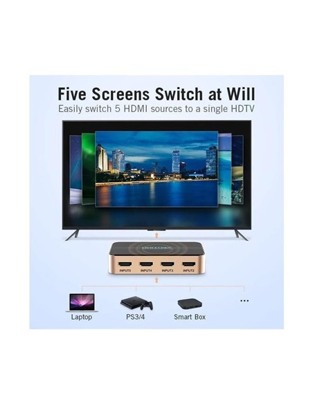 DUPLICADOR VENTION 5XHDMI HEMBRA - HDMI MACHO GOLD