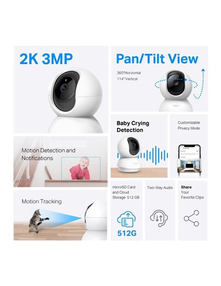 CAMARA IP TP-LINK TAPO TC71 WIFI 2K 360º INTERIOR