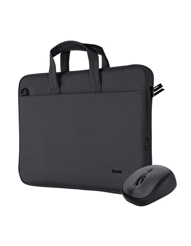MALETIN TRUST BOLOGNA 16 BLACK + RATON WIRELESS SI