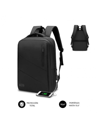 MOCHILA SUBBLIM CITY BACKPACK 15,6 CARGA USB BLACK
