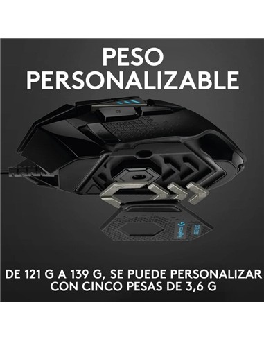 RATON GAMING LOGITECH G502 HERO OPTICO USB RGB BLA
