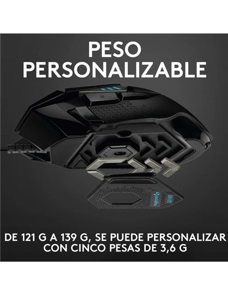 RATON GAMING LOGITECH G502 HERO OPTICO USB RGB BLA