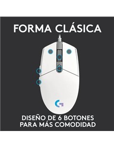 RATON LOGITECH G203 LIGHTSYNC RGB USB WHITE 2