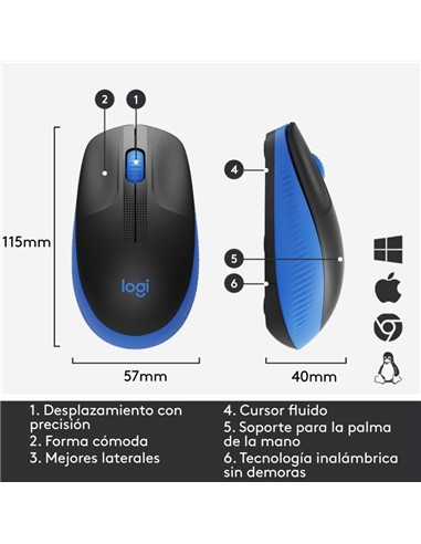 RATON LOGITECH M190 WIRELESS BLUE