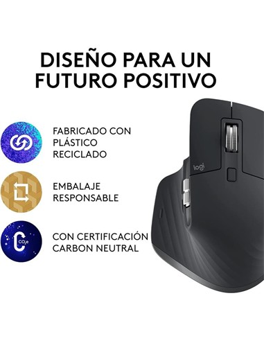 RATON LOGITECH MX MASTER 3S WIRELESS 8000DPI 7 BOT