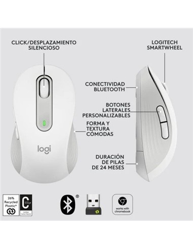 RATON LOGITECH SIGNATURE M650 L WIRELESS WHITE