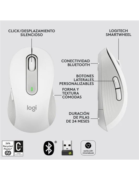 RATON LOGITECH SIGNATURE M650 L WIRELESS WHITE