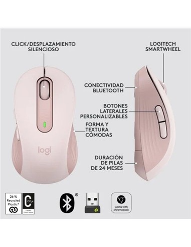 RATON LOGITECH SIGNATURE M650 M WIRELESS ROSE