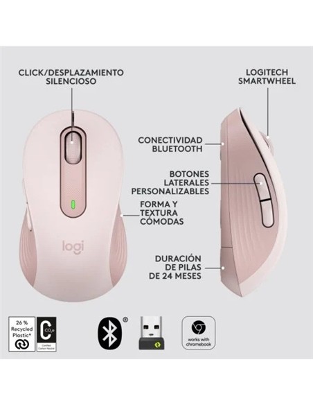 RATON LOGITECH SIGNATURE M650 M WIRELESS ROSE