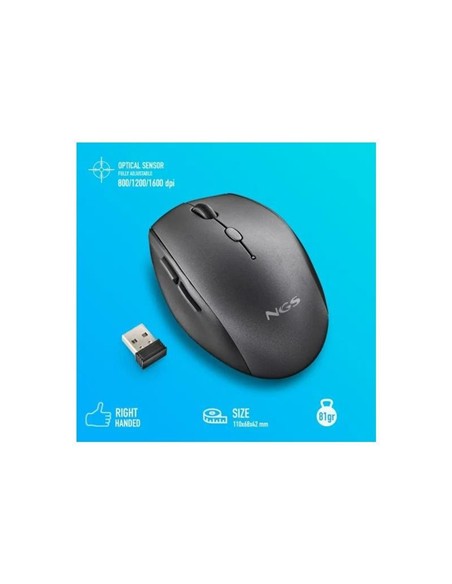 RATON NGS BEE BLACK ERGONOMICO WIRELESS SILENT BLA