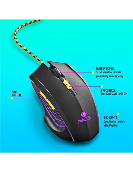 RATON NGS GAMING 6 BOTONES USB RGB BLACK