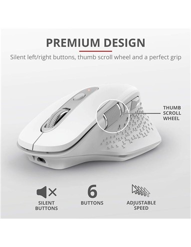 RATON TRUST OZAA ERGONOMICO RECARGABLE WIRELESS WH