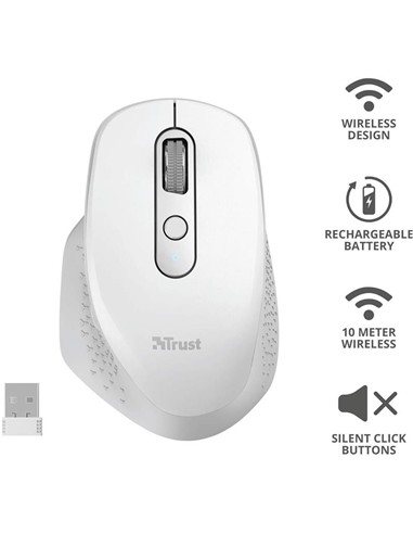RATON TRUST OZAA ERGONOMICO RECARGABLE WIRELESS WH