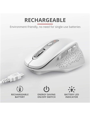 RATON TRUST OZAA ERGONOMICO RECARGABLE WIRELESS WH