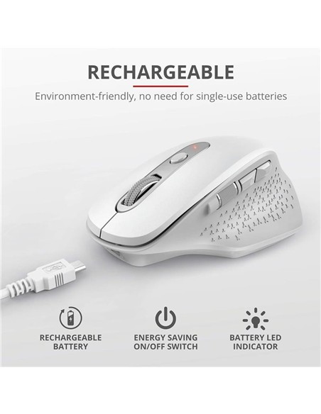 RATON TRUST OZAA ERGONOMICO RECARGABLE WIRELESS WH