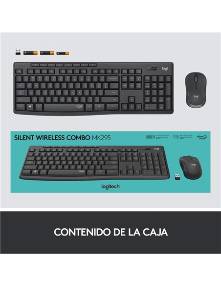 TECLADO + RATON LOGITECH MK295 WIRELESS SILENT GRA