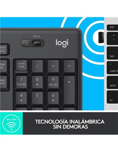 TECLADO + RATON LOGITECH MK295 WIRELESS SILENT GRA