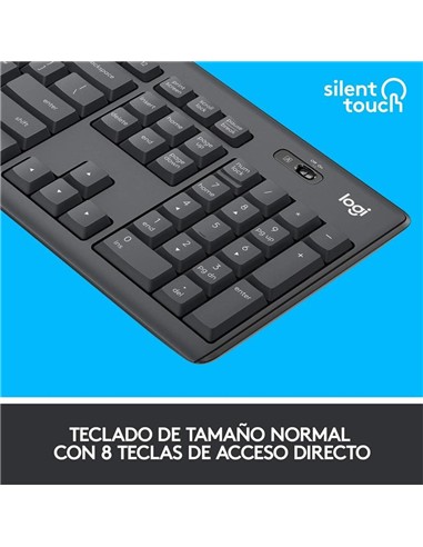 TECLADO + RATON LOGITECH MK295 WIRELESS SILENT GRA