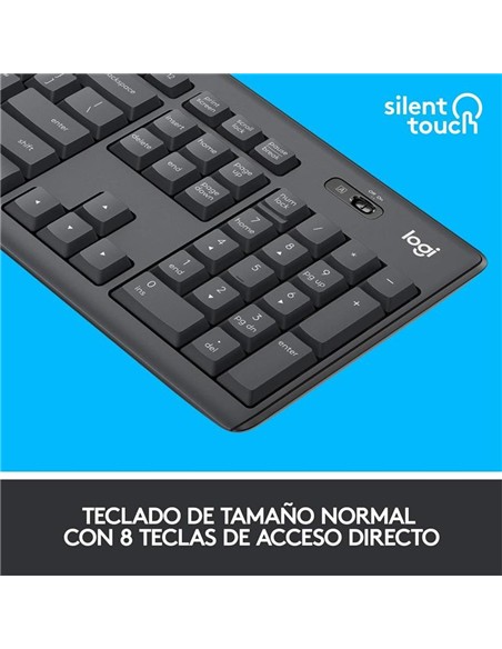 TECLADO + RATON LOGITECH MK295 WIRELESS SILENT GRA