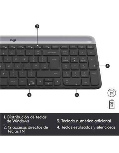 TECLADO + RATON LOGITECH MK470 SLIM WIRELESS SILEN