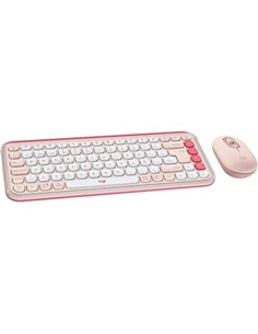 TECLADO + RATON LOGITECH POP ICON WIRELESS ROSE/WH