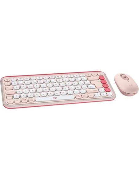 TECLADO + RATON LOGITECH POP ICON WIRELESS ROSE/WH