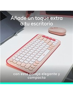 TECLADO + RATON LOGITECH POP ICON WIRELESS ROSE/WH 2