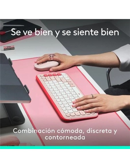 TECLADO + RATON LOGITECH POP ICON WIRELESS ROSE/WH