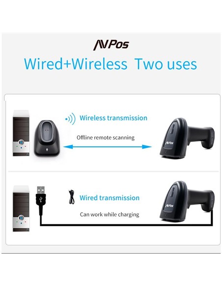LECTOR AVPOS CODIGOS 1D + 2D +QR BT230 WIRELESS 2.