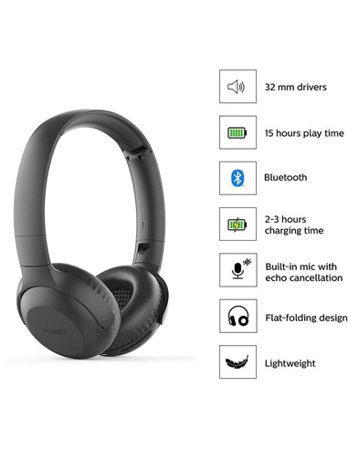 AURICULARES + MICROFONO PHILIPS TAUH202 BLUETOOTH