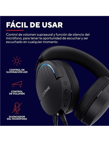 AURICULARES + MICROFONO TRUST GAMING RGB GXT 490 F