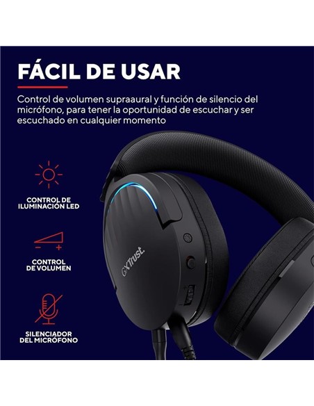 AURICULARES + MICROFONO TRUST GAMING RGB GXT 490 F
