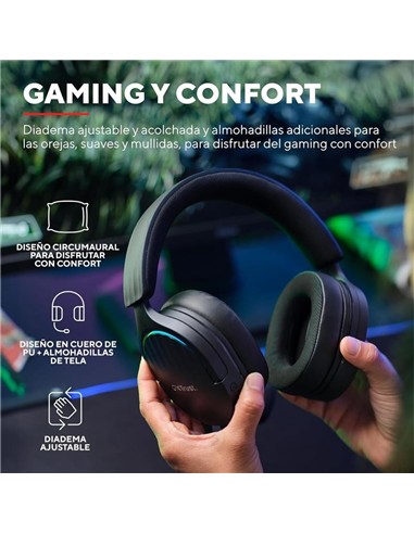 AURICULARES + MICROFONO TRUST GAMING RGB GXT 490 F