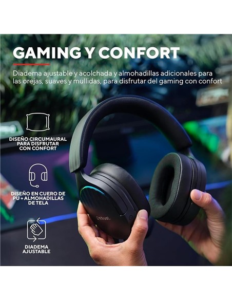 AURICULARES + MICROFONO TRUST GAMING RGB GXT 490 F