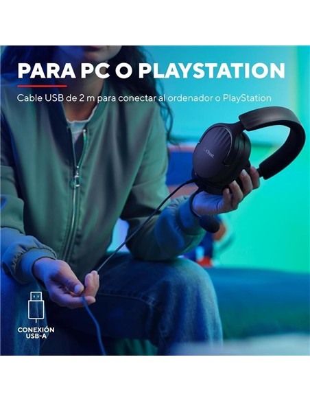 AURICULARES + MICROFONO TRUST GAMING RGB GXT 490 F