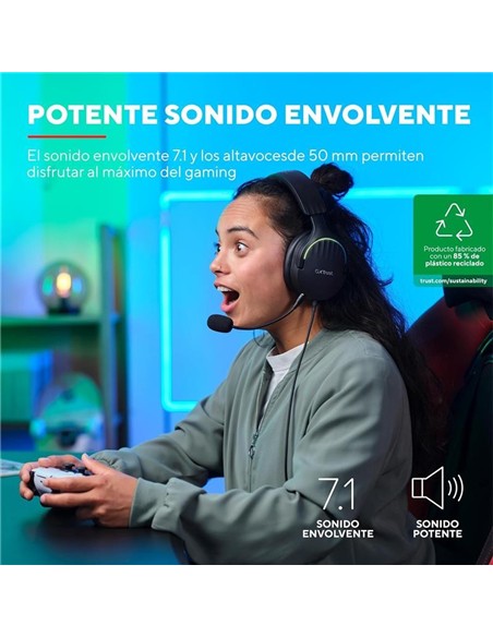 AURICULARES + MICROFONO TRUST GAMING RGB GXT 490 F