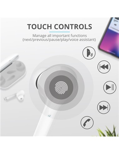 AURICULARES TRUST NIKA TOUCH EARPHONES BLUETOOTH W