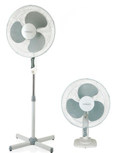 VENTILADOR PIE Y MESA 16" 2 EN 1 3 ASPAS 50W MANDO