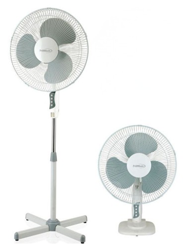 VENTILADOR PIE Y MESA 16" 2 EN 1 3 ASPAS 50W MANDO