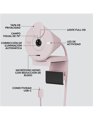 WEBCAM LOGITECH BRIO 300 FHD USB-C ROSE